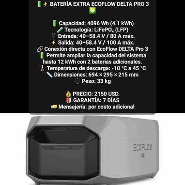 Baterías extra para Ecoflow delta 2, delta 3, delta 3 plus, delta 3 1500, delta pro, delta pro 3, Gnercell - 3/4