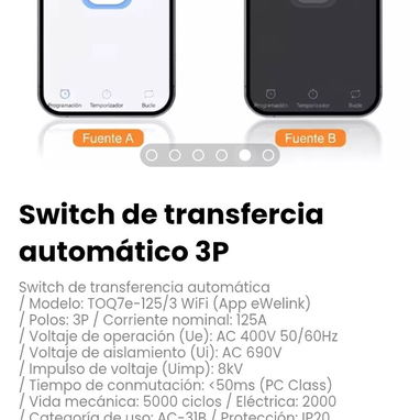 Switch de transfercia automático 3P. Modelo: TOQ7e-125/3 WiFi (App eWelink) - Img 120876376