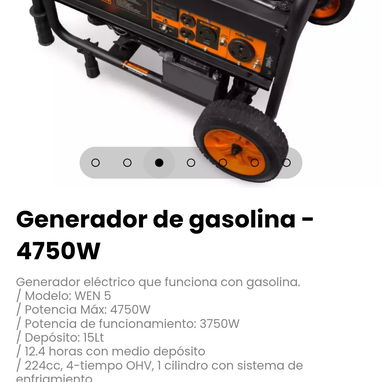 Generador de gasolina - 4750W. Depósito: 15Lt - 3/7