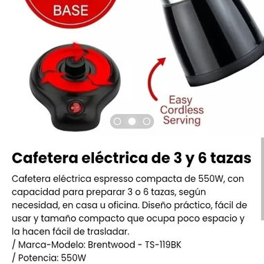 Cafetera eléctrica de 3 y 6 tazas. Nueva - 2/3