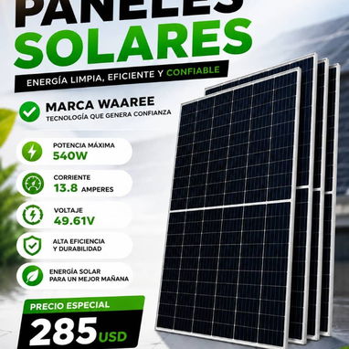 Kit solares definitivos 3/5kw y 3/7kw.  Paneles solares bifaciales 540w 13.8AMP 49.61v - 3/4