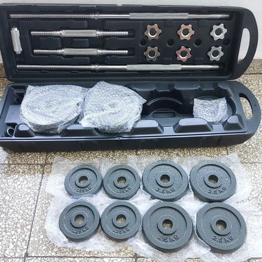 Maleta de pesas, barra y mancuernas de 50 Kg para el gym. Se vende la maleta completa, nada por separado. - 3/10