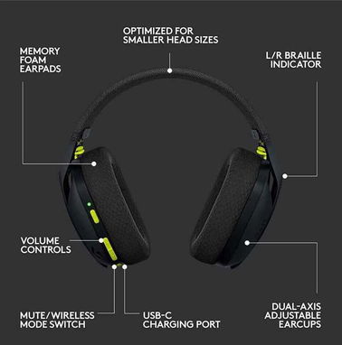 🎁 Auriculares Logitech G435 Lightspeed Wireless Negro ✅USB-C, USB-A, 40mm, 20hz-20khz, 45ohm, 165g, Micrófono, Headset - Img 86944395