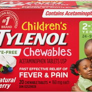 TYLENOL Comprimidos Masticables Sin Colorantes para Niños(2 a 11 años), Fiebre y Dolor, 20 tabletas sabor frutos rojos - Img 57834700