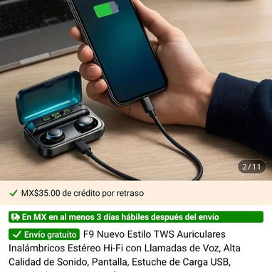 Audífonos inalambricos f9 con función power bank - Img 119245225