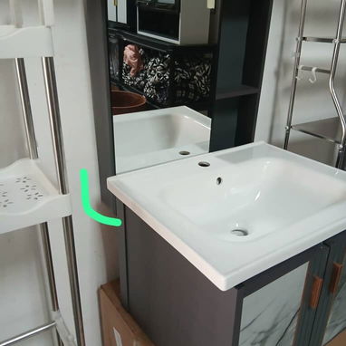 Lavamanos con estante y espejo - Mueble para baño - 3/4