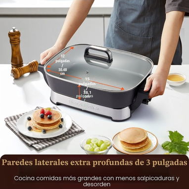Sartén Eléctrico de Cerámica Elite Gourmet 1500W (Plegable / Stow-Away) - 6/7