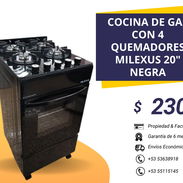 COCINA DE GAS CON 4 QUEMADORES Y 20" NEGRA o PLATEADA MILEXUS - Img 52698025