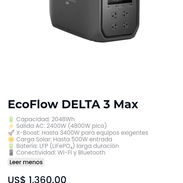 EcoFlow DELTA 3 Max 🔋 Capacidad: 2048Wh ⚡ Salida AC: 2400W (4800W pico) a estrenar - Img 56507451