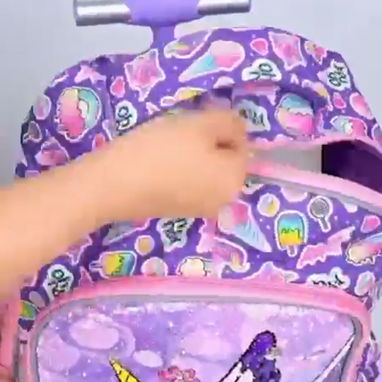 🦄🎒SET DE MOCHILA DE RUEDITAS✨DISEÑO DE UNICORNIO DE LENTEJUELAS MÁGICAS 🎁RECIBE POMO DE REGALO🇺🇲ALTA GAMA - 4/8