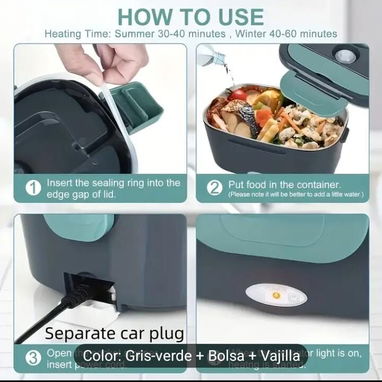 Lonchera eléctrica térmica con plato plástico - 3/4