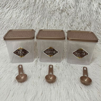 Set de 3 envases de almacenamiento con cucharitas (Café, azúcar y té) en 3200 cup - Img 127163972