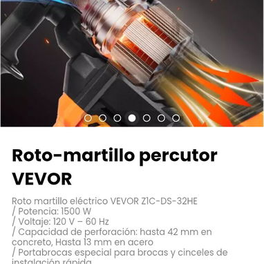 Roto-martillo percutor VEVOR. Voltaje: 120 V – 60 Hz - 4/7