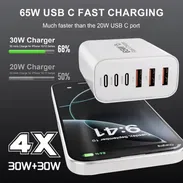 Cargador USB c con 6 puertos carga rápida - Img 56691464