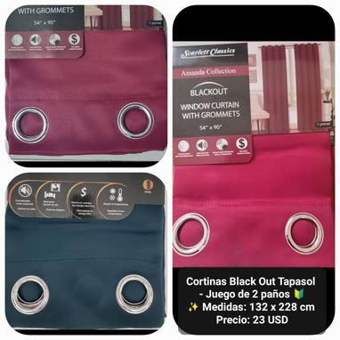 Cortinas blackout (tapasol), juego de 2 paños, varios colores y tamaños - 2/10