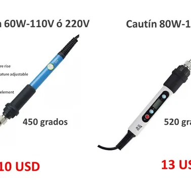 Vendo cautínes de resistencia de cerámica y temperatura regulable, 60W y 80W, accesorios - Img 90528973