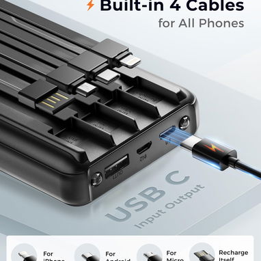 đ POWER BANK JOYFAR 30000MAH 22.5W CARGA RĂPIDA CON CABLES INTEGRADOS + PANTALLA LED ENVĂO + GARANTĂA - Img 123432316