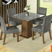 MESA DE COMEDOR DE MADERA CON CRISTAL - Img 56011909