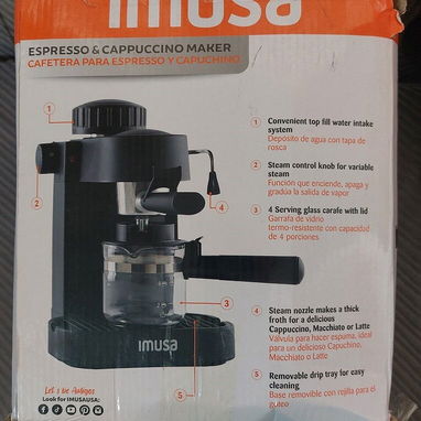 Cafetera Imusa marca americana alta calidad para expreso y capuchino nueva en su caja-60usd - Img 82738167
