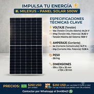 PANEL SOLAR MILEXUS 500W - BIFACIAL MONOCRISTALINO ☀️ Precio por unidad y por cantidad. - Img 56926440