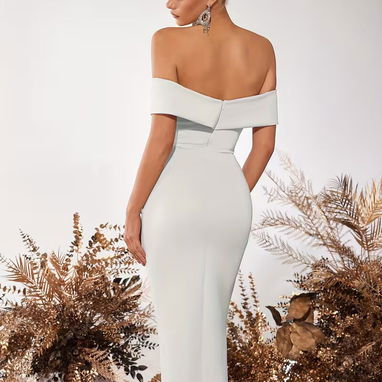 Marry Milk - Vestido Elegante de Hombros Descubiertos con Manga Corta para Invitados a Bodas - Img 109672211