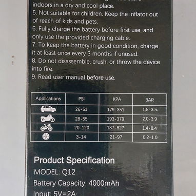Compresor portatil para inflar gomas carro moto bicicleta hasta 150 libras de presion nuevo sellado en caja-35usd - Img 123264693