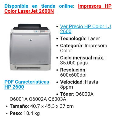 Impresora hp color laser jet 2605Dn y 2600n - 4/4
