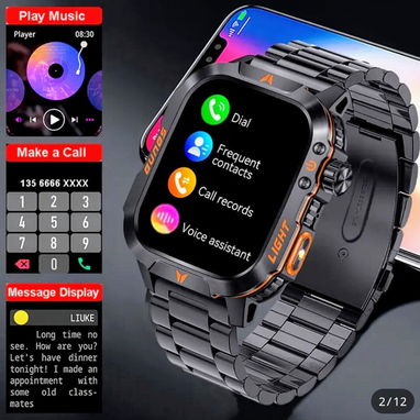 Smartwatch o Reloj Inteligente de Hombre con Linterna y múltiples funciones, Modelo HT26. Nuevos en caja. - 5/8