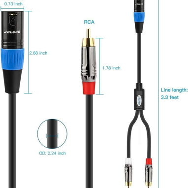 ☎️53544655 🛵 Entrega Disponible ⭐Cable Divisor en Y JOLGOO XLR Macho a 2 RCA Macho ⭐ - Img 126550078