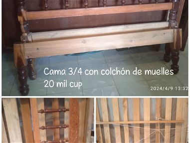 Cama 3/4 de madera con colchón criollo - Img main-image-45657078