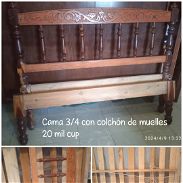 Cama 3/4 de madera con colchón criollo - Img 45657078