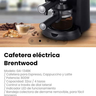 Cafetera eléctrica Brentwood. Cafetera para Espresso, Cappuccino y Latte - 2/5