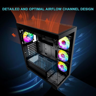 (X) Sevenhero EL2 – Chasis Gaming ATX Torre Media | 3 Ventiladores ARGB | Vidrio Templado Panorámico - Img 126473257