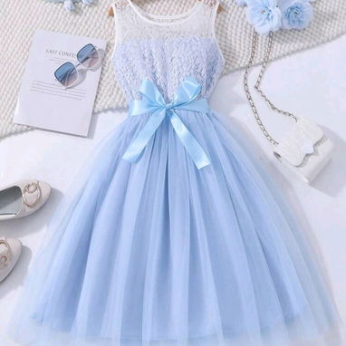 VESTIDOS AZUL CON ENCAJE PARA NIÑAS - Img 125215870