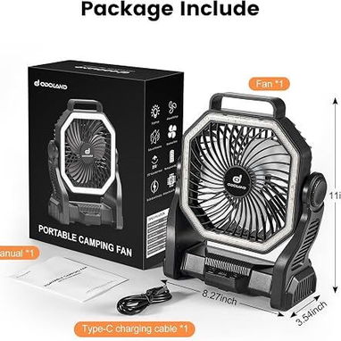 🌬️ VENTILADOR RECARGABLE ODOLAND 20000MAH + LINTERNA LED 4 VELOCIDADES – ENVÍO DISPONIBLE + GARANTÍA - 8/8
