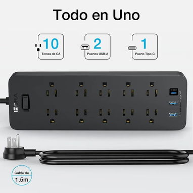 Extensión Eléctrica 15A de 1.5 metros - 1HORA - Blanco - Img 116375896
