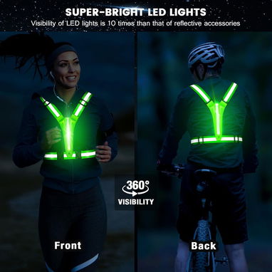 🦺 Chaleco reflectante LED recargable para correr, ciclismo y paseos nocturnos, visibilidad 1000 pies, ligero 🌙🚴‍♂️🏃‍ - 6/7