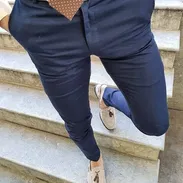 Pantalon azul de vestir para hombre, pantalon negro ...Ropa elegante para hombres - Img 47706076