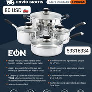 Juego de Calderos de 8 piezas de acero inoxidable Marca EÒN - Img 56871422