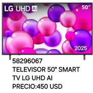 58296067 TELEVISOR 50" SMART TV LG UHD AI PRECIO: 450 USD GARANTIA: 6 MESES - Img 55969975