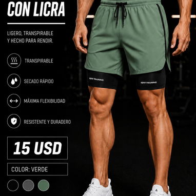 Short con licra de hombre para el gym. Tallas desde la S hasta la XL. - Img 123370342