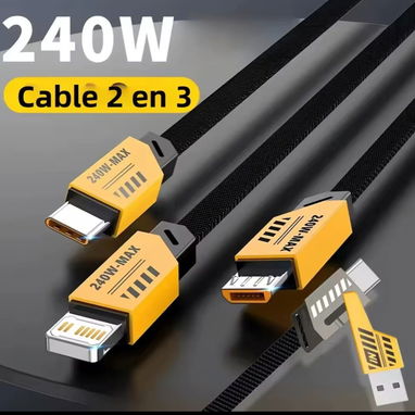 Cable USB de 3 terminales carga rápida - Img 117570486
