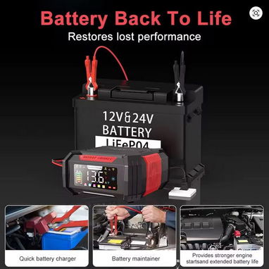 Cargador de batería completamente automático de 12V/15A-24V/8A, pantalla garande. (GEL, AGM, LiFePO4) Nuevo! Sellado! - Img 118921451