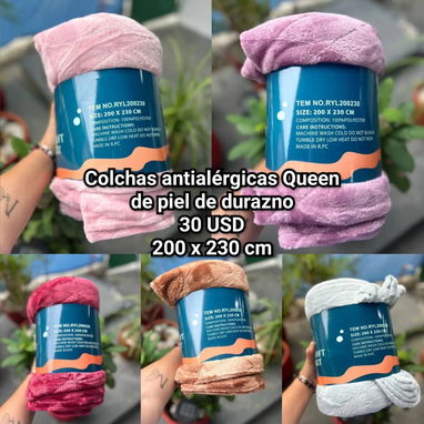 🔖Colchas antialérgicas de tela peluche y durazno Cameras, Queen y King - 2/10