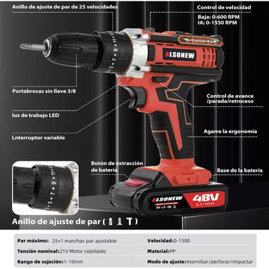 Kit de herramientas, Con todos sus aditamentos, 2 Baterías de 48 volt - Img 114674564