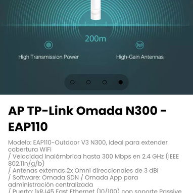 AP TP-Link Omada N300 - EAP110 Modelo: EAP110-Outdoor V3 N300, ideal para extender cobertura WiFi - 4/4