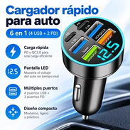Cargador rápido para auto con voltímetro 6 en 1 - Img 57866736