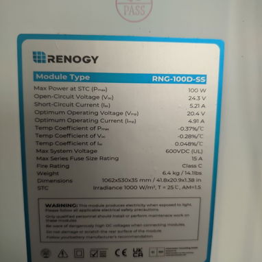 Panel Solar Renogy 100W (Monocristalino) - Img 123708909