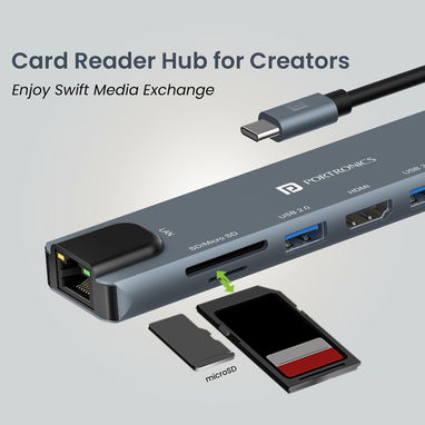 🔌 ¡En venta! Portronics Mport 8 USB-C Hub Docking Station (8-en-1) con 4K - Img 103149086