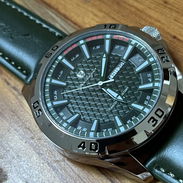 Reloj, pulsera y esfera verde, para hombre, de cuarzo, correa de cuero. - Img 55535773